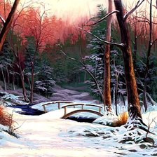 Схема вышивки «Мостик в лесу»