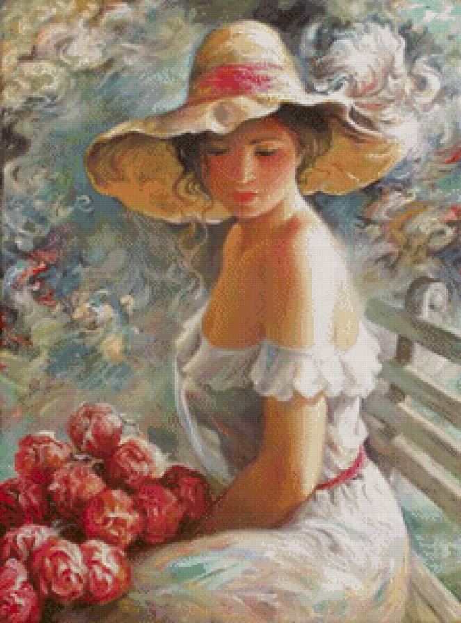 Букет пионов - девушка, пионы - предпросмотр