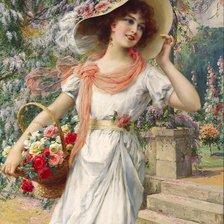 Схема вышивки «девушка скорзиной 3»