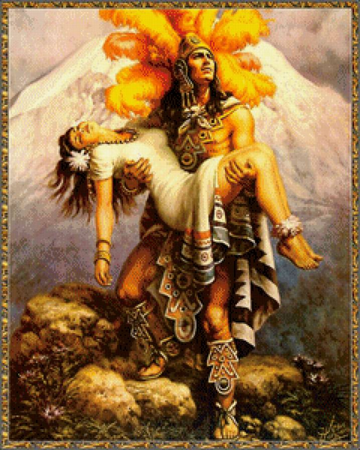 Любовь вождя - горы, девушка, мужчина, пара, пейзаж - предпросмотр