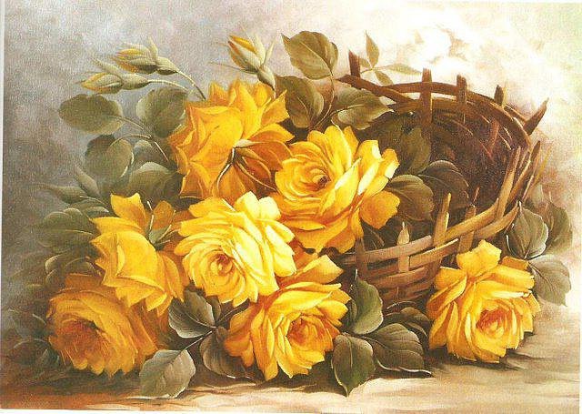 жёлтые розы - корзинка, цветы, букет, охапка, розы, королева цветов - оригинал