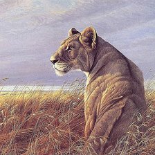 Схема вышивки «Львица на охоте (живопись)»