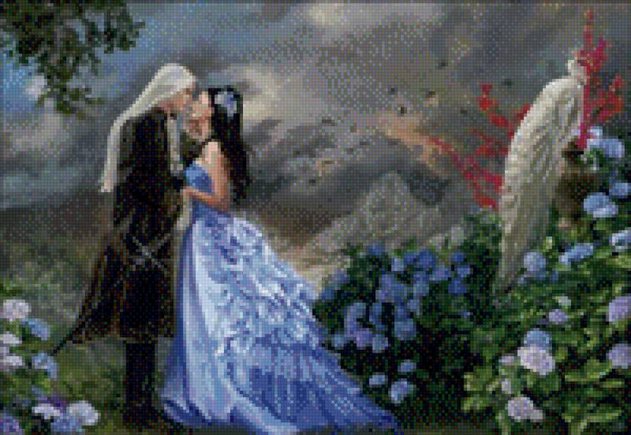 Двое - фэнтези, прикосновение, природа, мужчина и женщина, любовь - предпросмотр