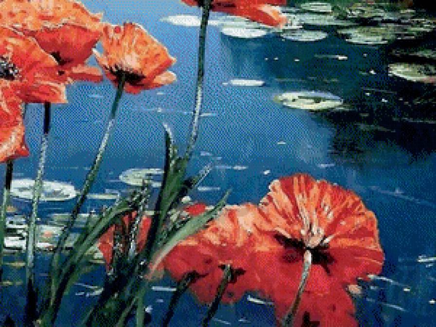 "Маки" ч.4 низ - озеро, маки, пейзаж, природа - предпросмотр