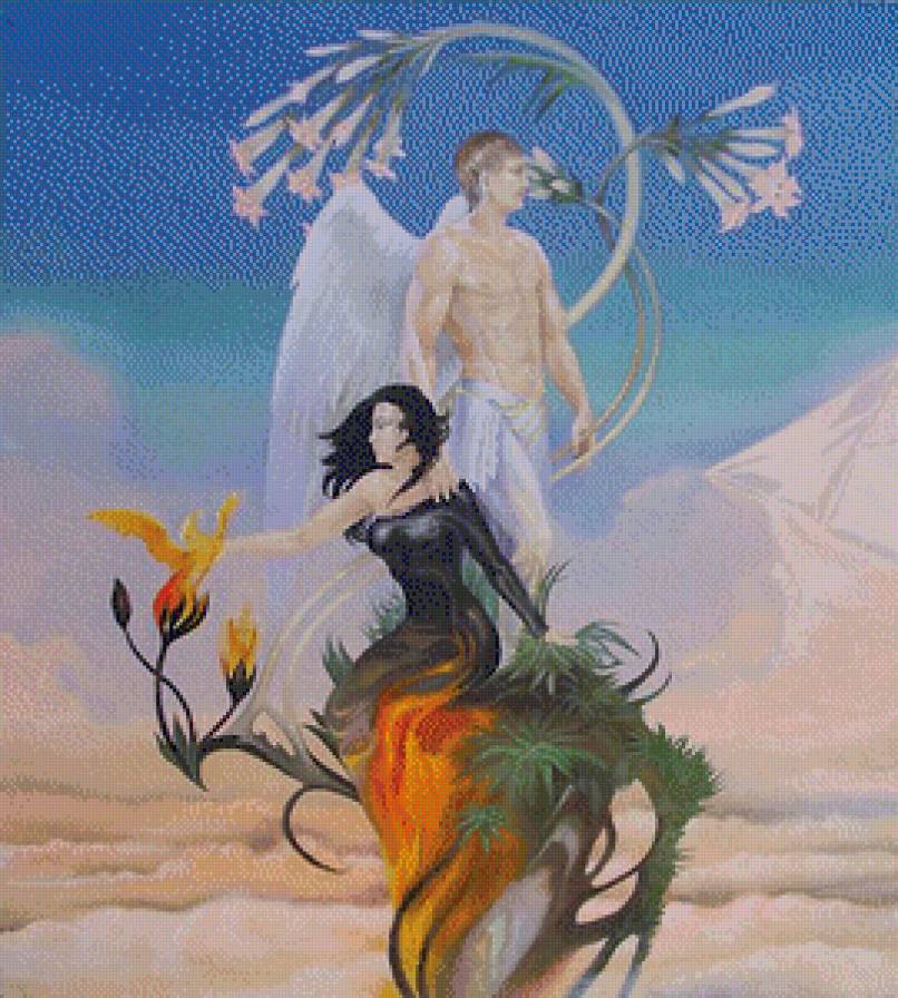 Светлое и темное - мужчина, пара, пейзаж, девушка - предпросмотр