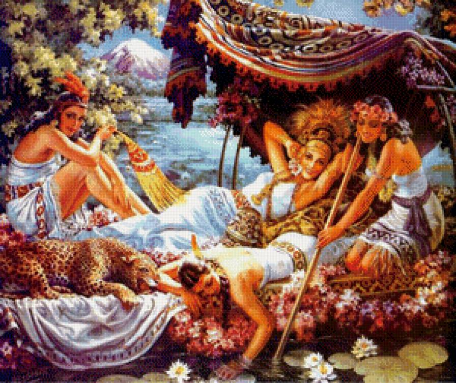 Серия "Мексика" - девушки, гепард, река, горы, пейзаж - предпросмотр