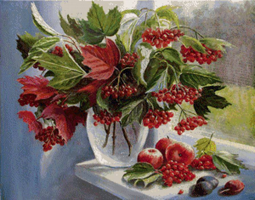 Калина красная - ягоды, калина, натюрморт - предпросмотр