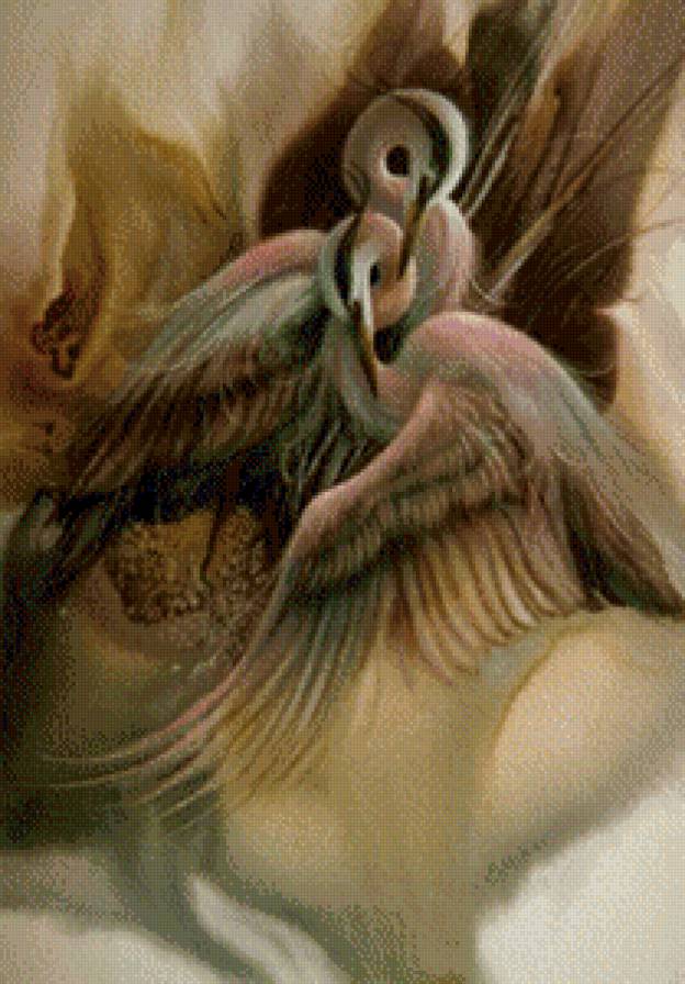 ли богл 25 журавли - птицы, журавли, картина, пара, живопись, ли богл - предпросмотр