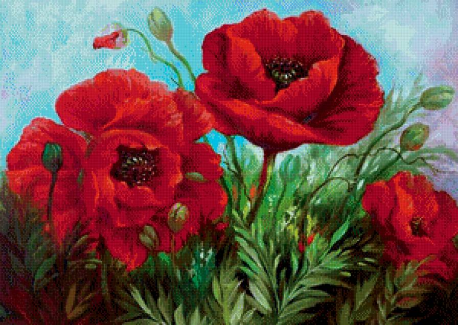 маки - живопись, цветы - предпросмотр
