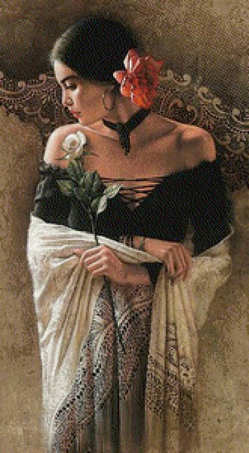 ли богл 34 девушка с розой - красавица, девушка, ли богл, дева, живопись, картина, нежность - предпросмотр