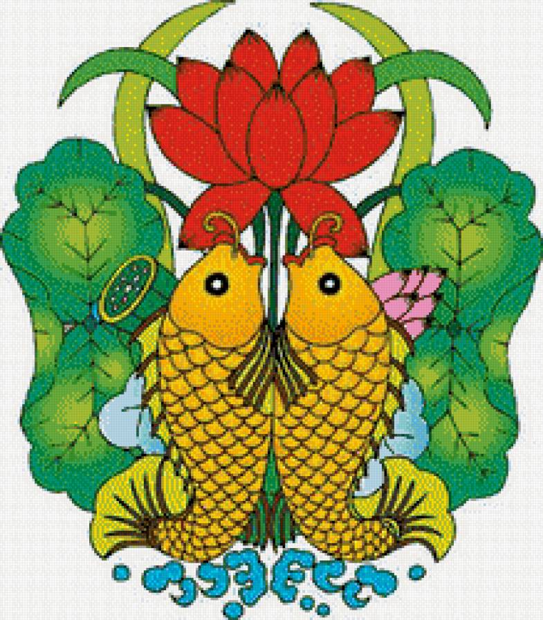 Богатство и процветание - азия, карпы, лотос, фэн шуй, восток - предпросмотр