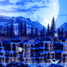 Схема вышивки «снежный барс у водопада часть 1»