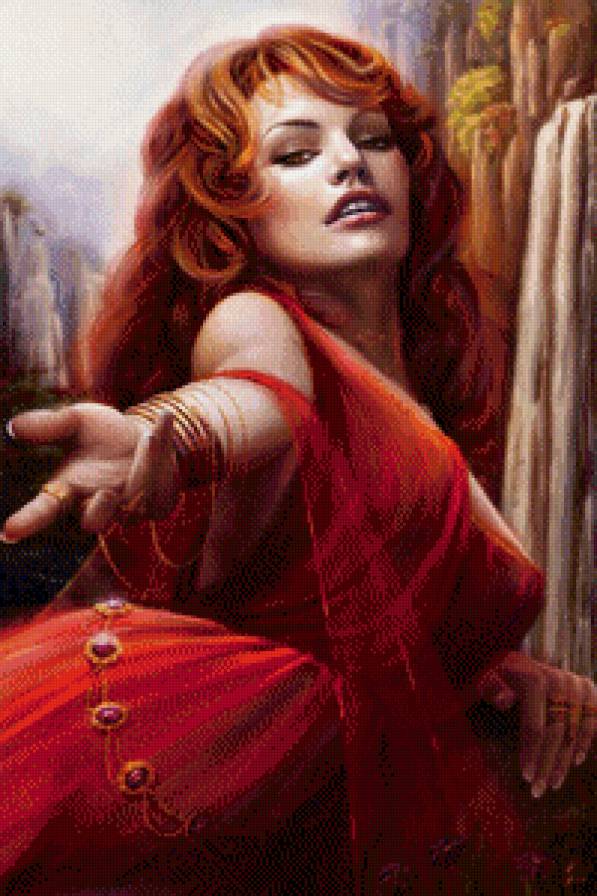 Дама в красном - красотка, женщина, красота, дама - предпросмотр