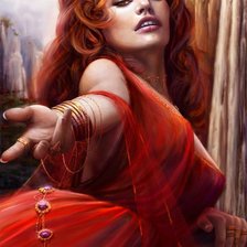 Схема вышивки «Дама в красном»