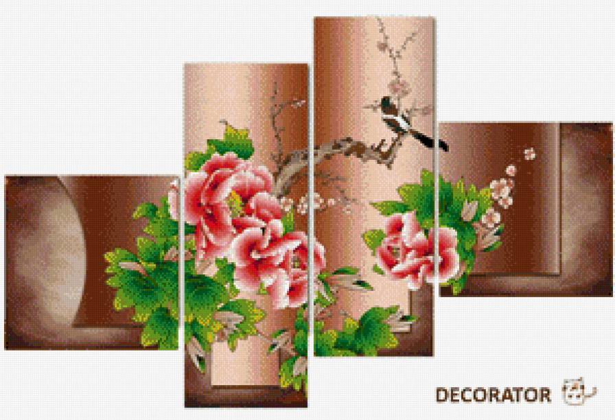 полиптих - триптик, полиптих, цветы, картины, картина - предпросмотр