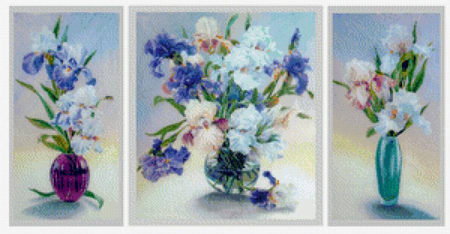 триптих - картины, цветы, картина, триптих - предпросмотр