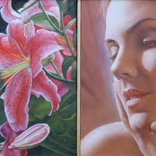 Схема вышивки «Диптих "Она и лилии"»