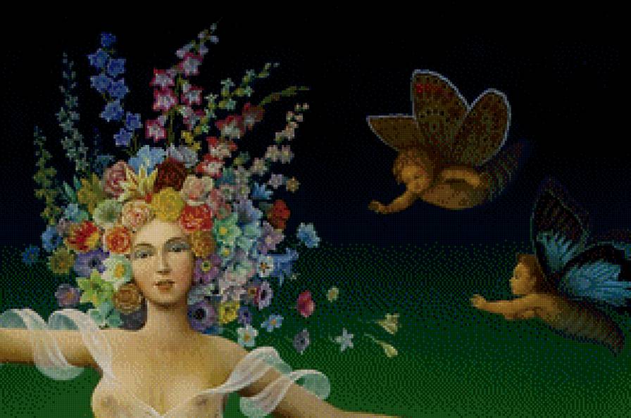 Фантазия лета - бабочки, ангелы, девушка - предпросмотр