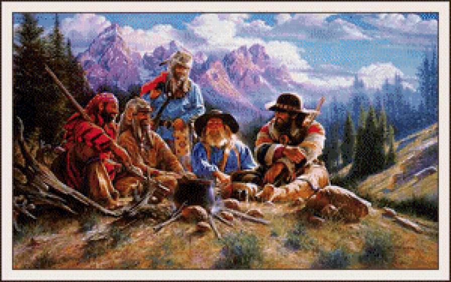 Канадские охотники - пейзаж, люди, мужчины, горы - предпросмотр