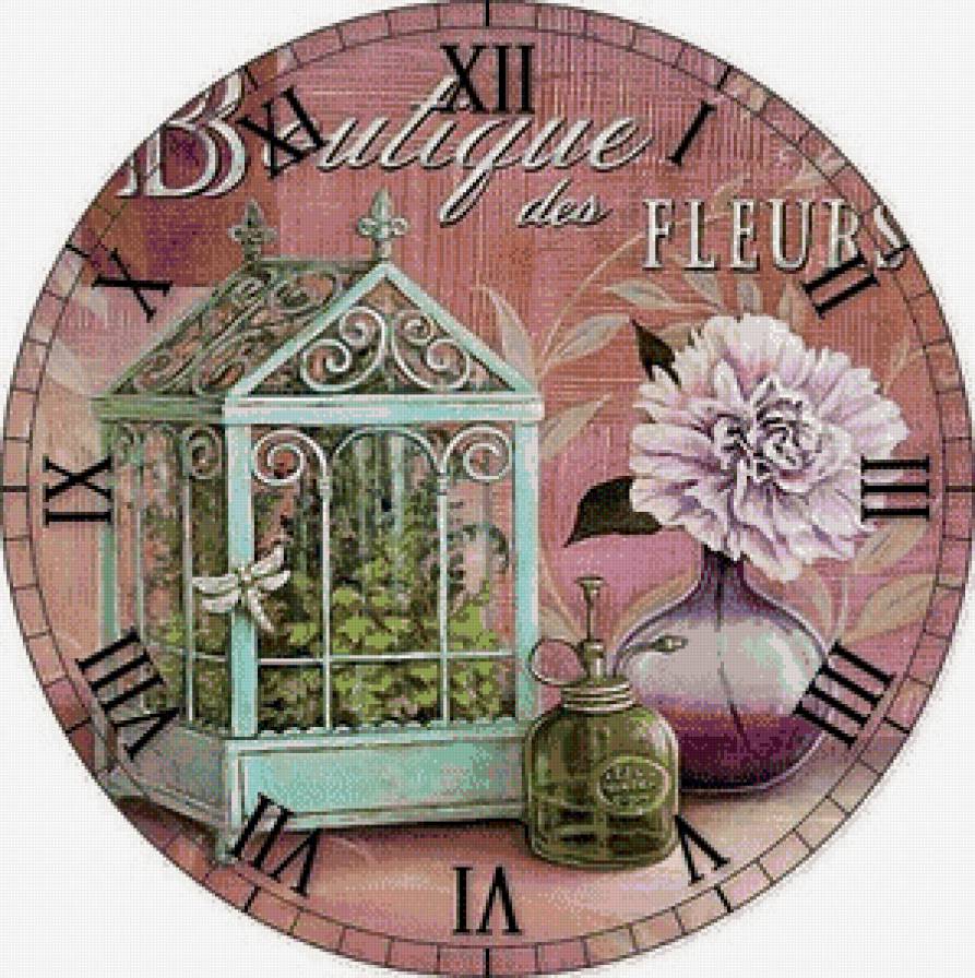 Часы с пионом - цветы, часы, пионы - предпросмотр