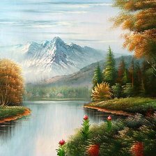 Схема вышивки «лесное озеро»