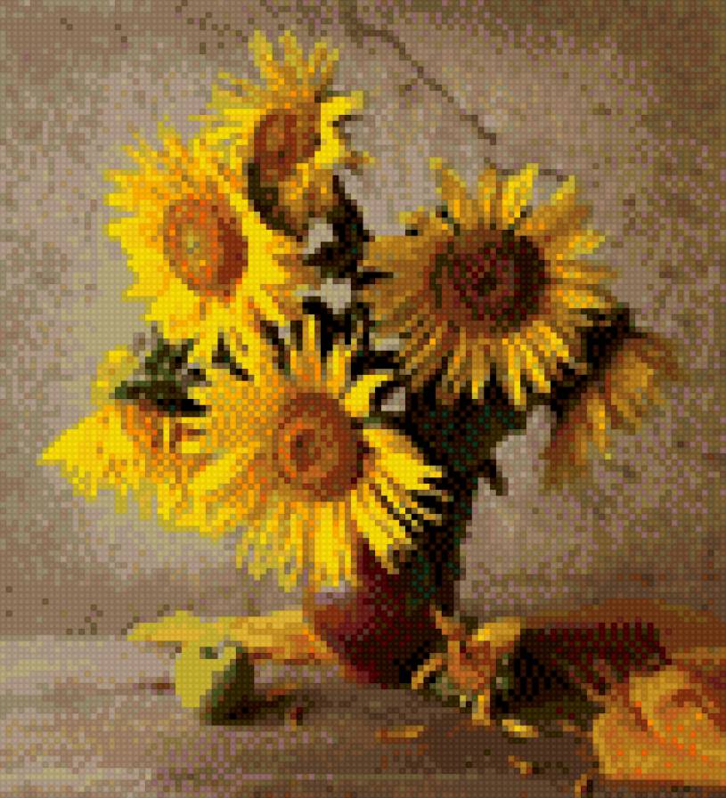 Подсолнухи - цветы, подсолнухи, натюрморт - предпросмотр