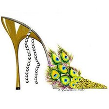 Схема вышивки «туфелька-павлин»