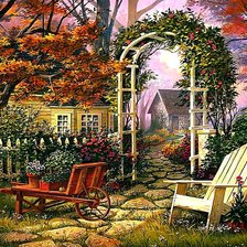 Схема вышивки «Цветной дворик»