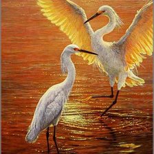 Схема вышивки «журавли закат»