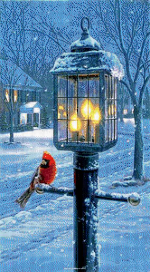 зимородок - парк, синичка, фонарь.снегирь, городок, птицы.зима, снег, природа - предпросмотр