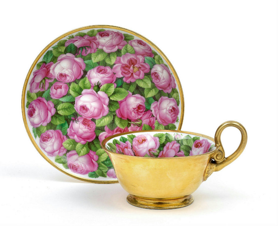 Чайная пара - розы, посуда - оригинал