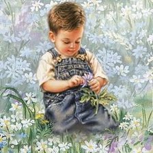 Схема вышивки «дона гелсингер мальчик на лугу»