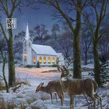 Схема вышивки «олени рождество»