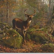 Схема вышивки «олень у валуна»