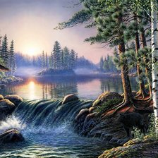 Схема вышивки «утро в горах»