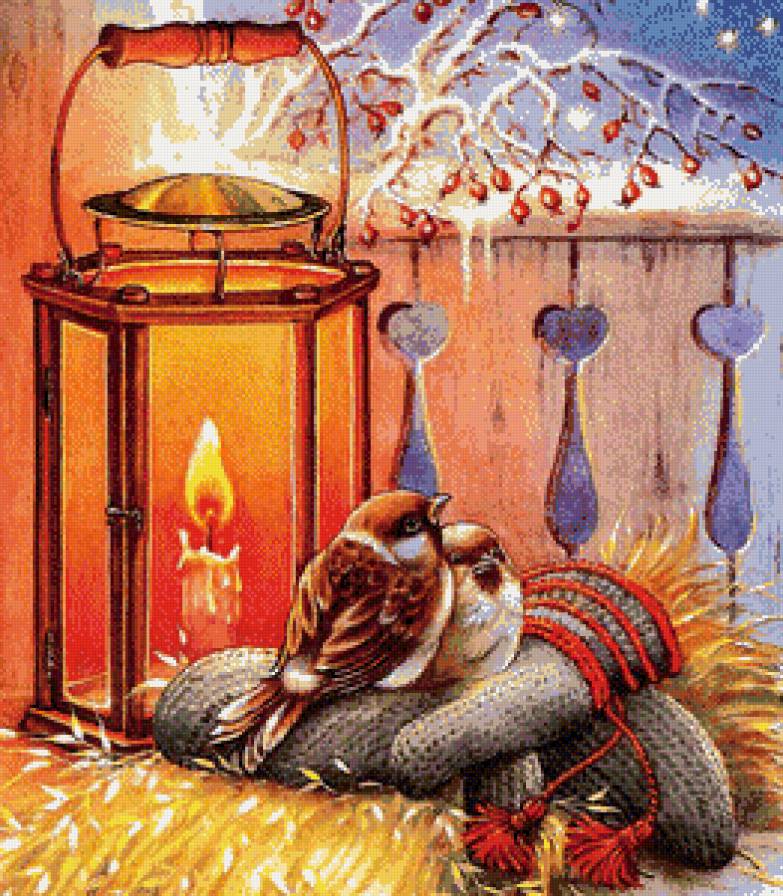 Воробьи - воробьи, птички, свеча - предпросмотр