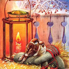 Схема вышивки «Воробьи»