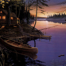 Схема вышивки «охотничий дом у реки»