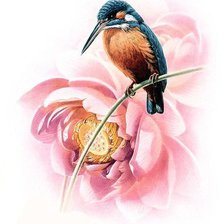 Схема вышивки «птичка и пион»