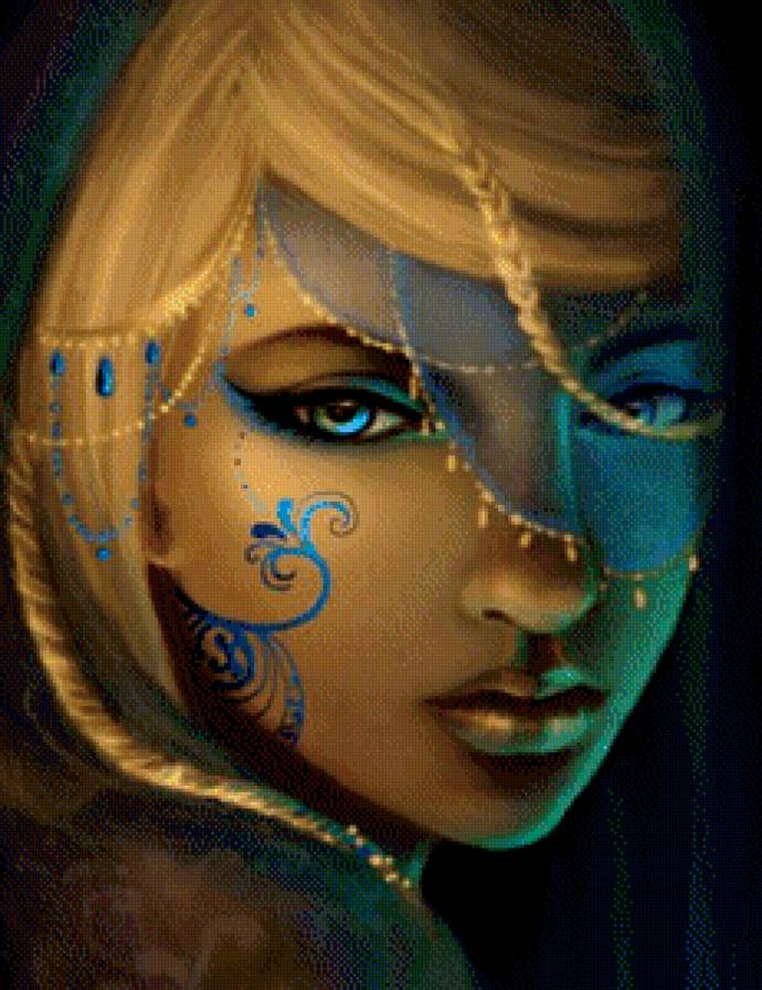 восточная красавица - женщина, девушка, живопись, глаза - предпросмотр