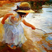 ...уронила в речку мячик...