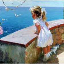 Схема вышивки «девочка и чайки»