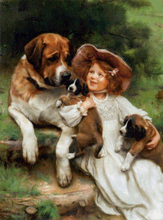 нянька - щенки, друзья, девочка, собака, дети, игра - предпросмотр