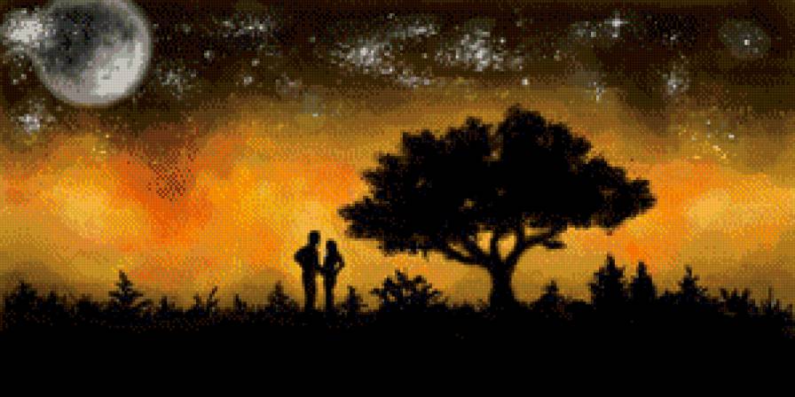 двое под луной - ночь, двое, луна - предпросмотр