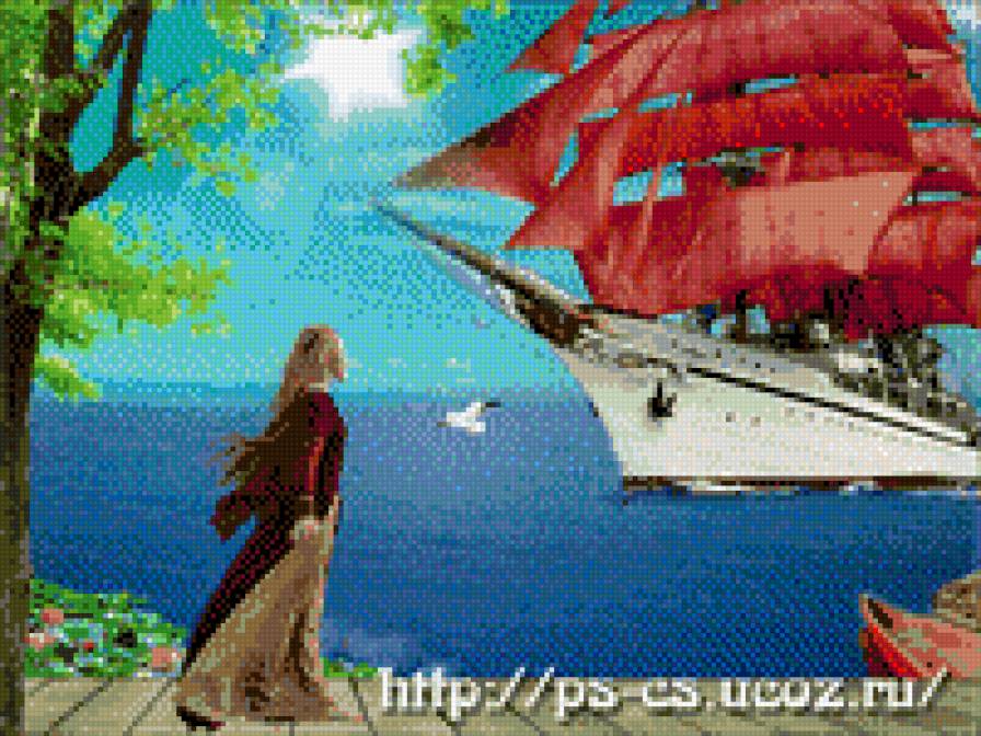 Ассоль - парус, море, девушка - предпросмотр