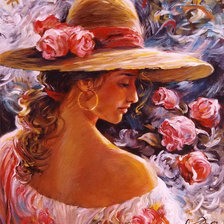 Схема вышивки «В шляпе и розах»