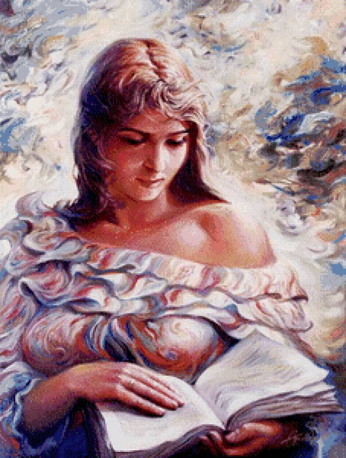 За книгой - девушка - предпросмотр