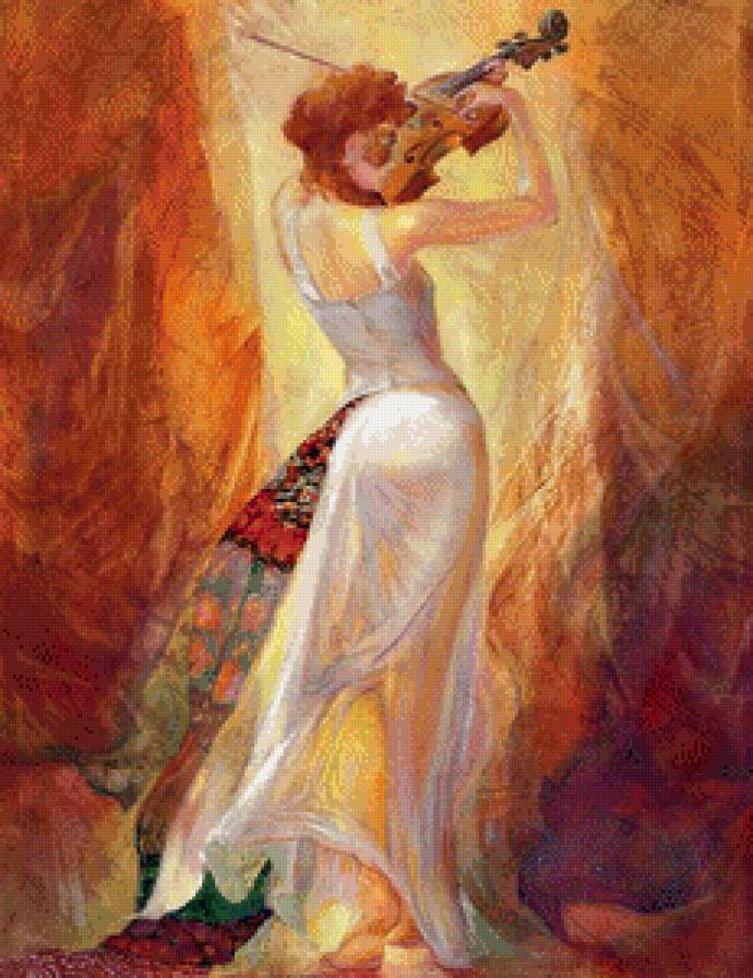 Серия "Тонкие линии" - скрипка, девушка - предпросмотр