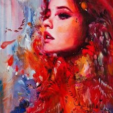 Схема вышивки «девушка в красном»