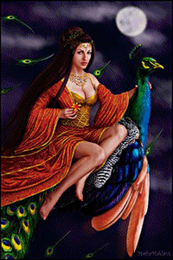 Путешествие на павлине - девушка, фэнтези, красавица - предпросмотр